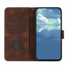 For iPhone 16 Plus Line Pattern Skin Feel Leather Phone Case(Coffee) - 3