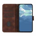 For iPhone 16 Line Pattern Skin Feel Leather Phone Case(Coffee) - 3