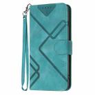 For iPhone 16 Line Pattern Skin Feel Leather Phone Case(Light Blue) - 2