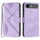 For iPhone 17 Air Line Pattern Skin Feel Leather Phone Case(Light Purple) - 1