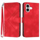For iPhone 17 Line Pattern Skin Feel Leather Phone Case(Red) - 1