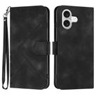 For iPhone 17 Line Pattern Skin Feel Leather Phone Case(Black) - 1