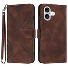 For iPhone 17 Line Pattern Skin Feel Leather Phone Case(Coffee) - 1