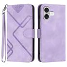 For iPhone 17 Line Pattern Skin Feel Leather Phone Case(Light Purple) - 1