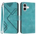 For iPhone 17 Line Pattern Skin Feel Leather Phone Case(Light Blue) - 1