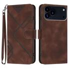 For iPhone 17 Pro Max Line Pattern Skin Feel Leather Phone Case(Coffee) - 1