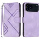 For iPhone 17 Pro Max Line Pattern Skin Feel Leather Phone Case(Light Purple) - 1