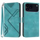 For iPhone 17 Pro Max Line Pattern Skin Feel Leather Phone Case(Light Blue) - 1