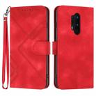 For OnePlus 8 Pro Line Pattern Skin Feel Leather Phone Case(Red) - 1