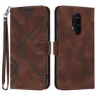 For OnePlus 8 Pro Line Pattern Skin Feel Leather Phone Case(Coffee) - 1