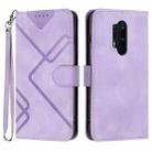 For OnePlus 8 Pro Line Pattern Skin Feel Leather Phone Case(Light Purple) - 1