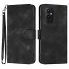 For OnePlus 9 Line Pattern Skin Feel Leather Phone Case(Black) - 1