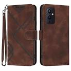 For OnePlus 9 Line Pattern Skin Feel Leather Phone Case(Coffee) - 1