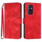 For OnePlus 9 Pro Line Pattern Skin Feel Leather Phone Case(Red) - 1