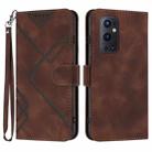 For OnePlus 9 Pro Line Pattern Skin Feel Leather Phone Case(Coffee) - 1