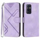 For OnePlus 9 Pro Line Pattern Skin Feel Leather Phone Case(Light Purple) - 1