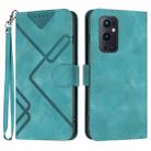 For OnePlus 9 Pro Line Pattern Skin Feel Leather Phone Case(Light Blue) - 1