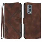 For OnePlus Nord 2 5G Line Pattern Skin Feel Leather Phone Case(Coffee) - 1