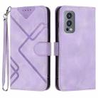 For OnePlus Nord 2 5G Line Pattern Skin Feel Leather Phone Case(Light Purple) - 1