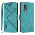 For OnePlus Nord 2 5G Line Pattern Skin Feel Leather Phone Case(Light Blue) - 1