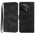 For OnePlus 11 Line Pattern Skin Feel Leather Phone Case(Black) - 1