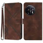 For OnePlus 11 Line Pattern Skin Feel Leather Phone Case(Coffee) - 1