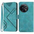 For OnePlus 11 Line Pattern Skin Feel Leather Phone Case(Light Blue) - 1