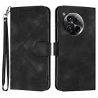 For OnePlus 12 Line Pattern Skin Feel Leather Phone Case(Black) - 1