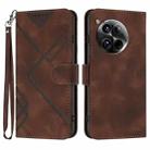 For OnePlus 12 Line Pattern Skin Feel Leather Phone Case(Coffee) - 1