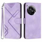 For OnePlus 12 Line Pattern Skin Feel Leather Phone Case(Light Purple) - 1