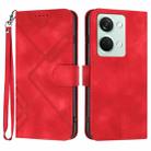 For OnePlus Ace 2V Line Pattern Skin Feel Leather Phone Case(Red) - 1