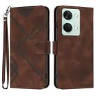 For OnePlus Ace 2V Line Pattern Skin Feel Leather Phone Case(Coffee) - 1