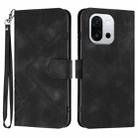 For OnePlus 13T Line Pattern Skin Feel Leather Phone Case(Black) - 1