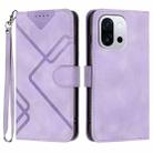 For OnePlus 13T Line Pattern Skin Feel Leather Phone Case(Light Purple) - 1