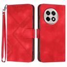 For OnePlus Ace 5 / 13R Global Line Pattern Skin Feel Leather Phone Case(Red) - 1