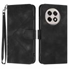 For OnePlus Ace 5 / 13R Global Line Pattern Skin Feel Leather Phone Case(Black) - 1