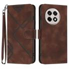 For OnePlus Ace 5 / 13R Global Line Pattern Skin Feel Leather Phone Case(Coffee) - 1