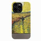 For iPhone 14 Pro Max Oil Painting Electroplating Leather Phone Case(Sunset) - 1