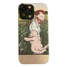 For iPhone 14 Pro Oil Painting Electroplating Leather Phone Case(Hand) - 1