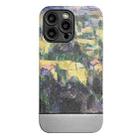 For iPhone 14 Pro Oil Painting Electroplating Leather Phone Case(Mountain Village) - 1