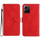 For Xiaomi Redmi Note 12 4G Stitching Embossed Leather Phone Case(Red) - 1