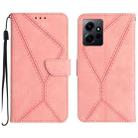 For Xiaomi Redmi Note 12 4G Stitching Embossed Leather Phone Case(Pink) - 1