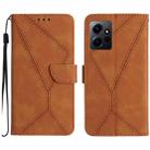 For Xiaomi Redmi Note 12 4G Stitching Embossed Leather Phone Case(Brown) - 1