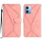 For Xiaomi Redmi Note 12 5G Stitching Embossed Leather Phone Case(Pink) - 1