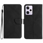 For Xiaomi Redmi Note 12 Pro+ Stitching Embossed Leather Phone Case(Black) - 1