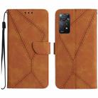 For Redmi Note 11 4G Global Stitching Embossed Leather Phone Case(Brown) - 1