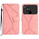 For Xiaomi POCO C40 Stitching Embossed Leather Phone Case(Pink) - 1