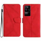 For Xiaomi POCO F4 5G Stitching Embossed Leather Phone Case(Red) - 1