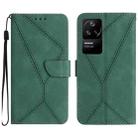 For Xiaomi POCO F4 5G Stitching Embossed Leather Phone Case(Green) - 1