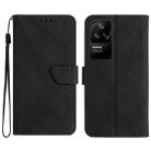 For Xiaomi POCO F4 5G Stitching Embossed Leather Phone Case(Black) - 1